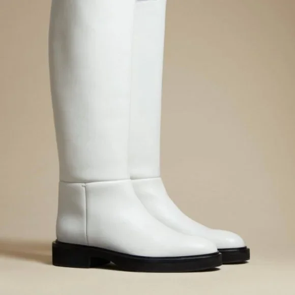 Brand New Khaite Derby Leather Knee High Riding Boots in White 40 - Picture 2 of 4